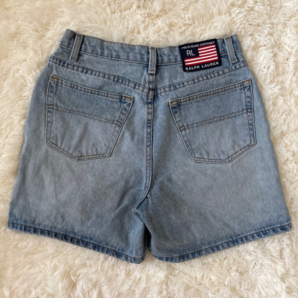 Polo Jeans Co Ralph Lauren Denim Shorts Vintage Flag Patch Size 8
